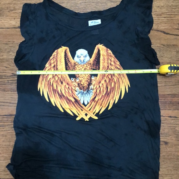 Torn by Ronny Kobo Black Ruffle Sleeve T Shirt L - Picture 9 of 10